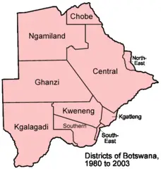Botswana Districts 1980 2003