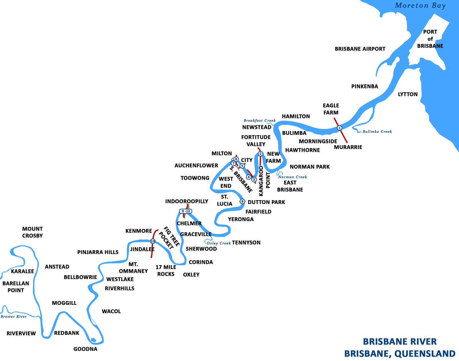 Brisbane River Map • Mapsof.net