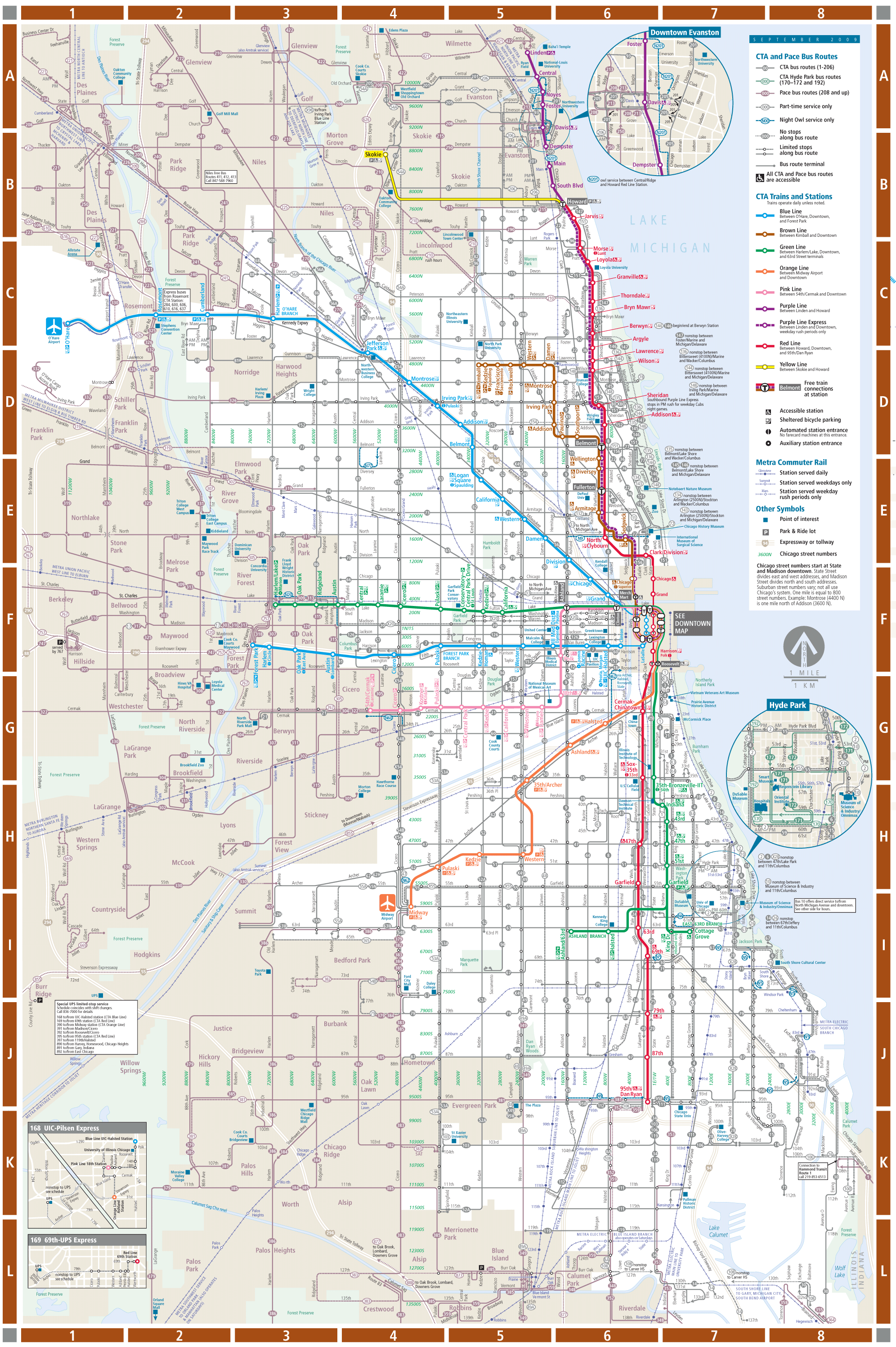 Chicago Detailed Rail Transport Map 