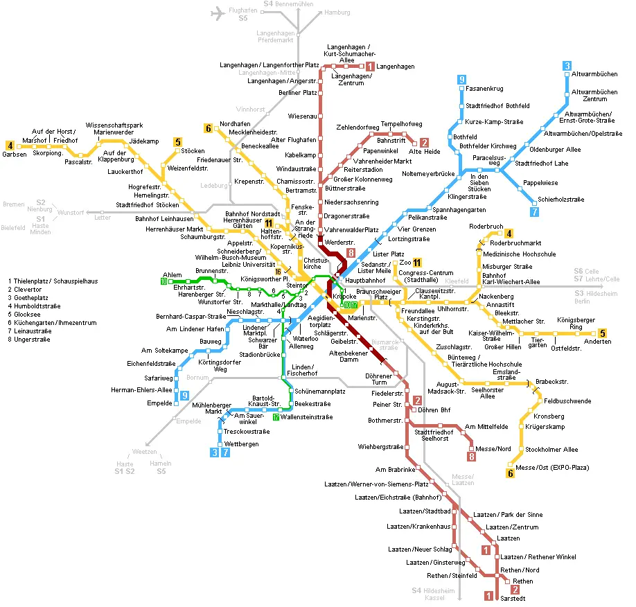 Hannover Metro Map • Mapsof.net