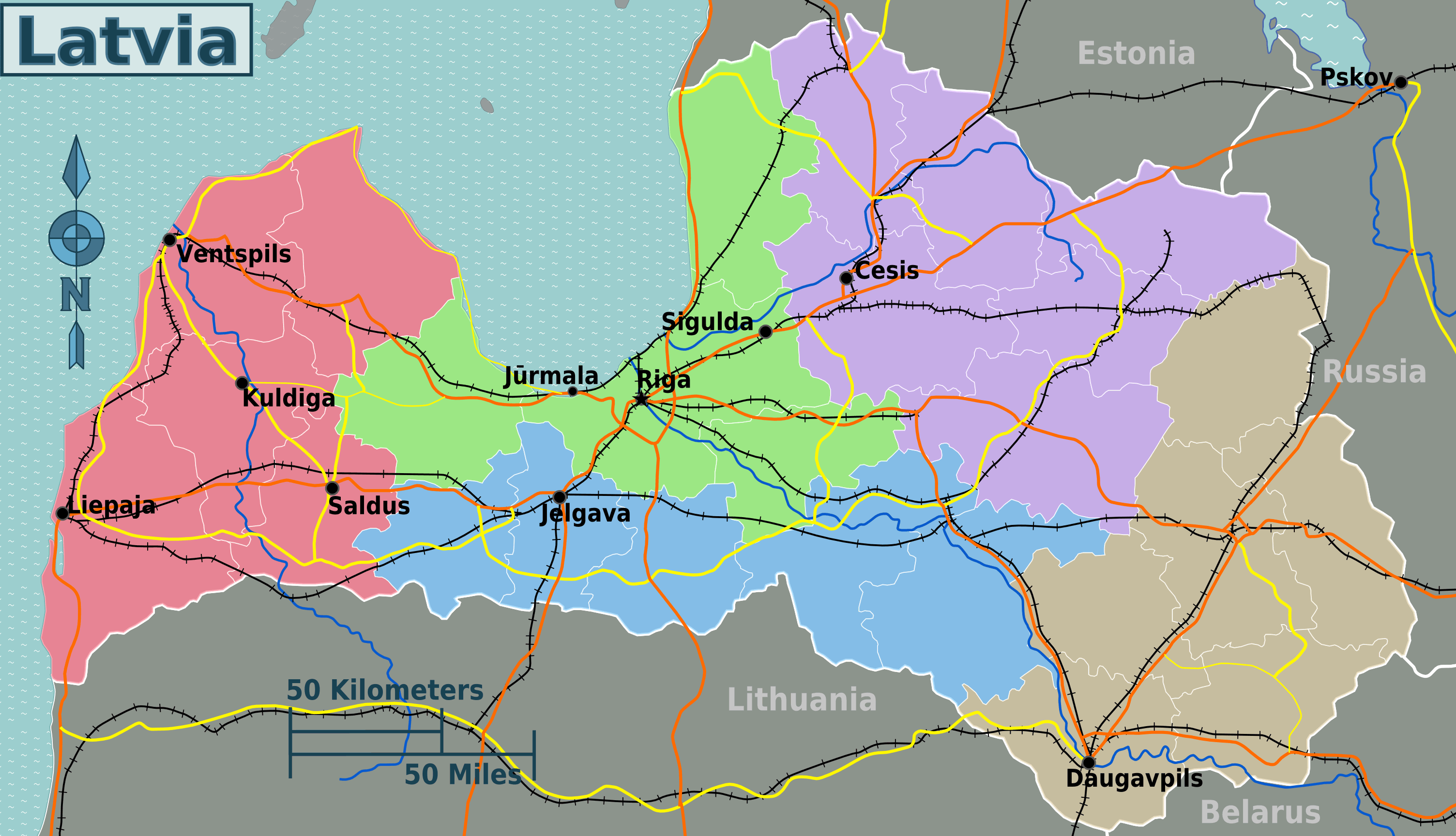 Latvia Regions Map MapSof