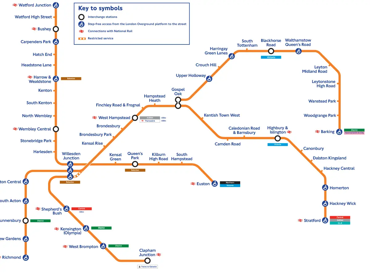 London Overground Network Map • Mapsof.net