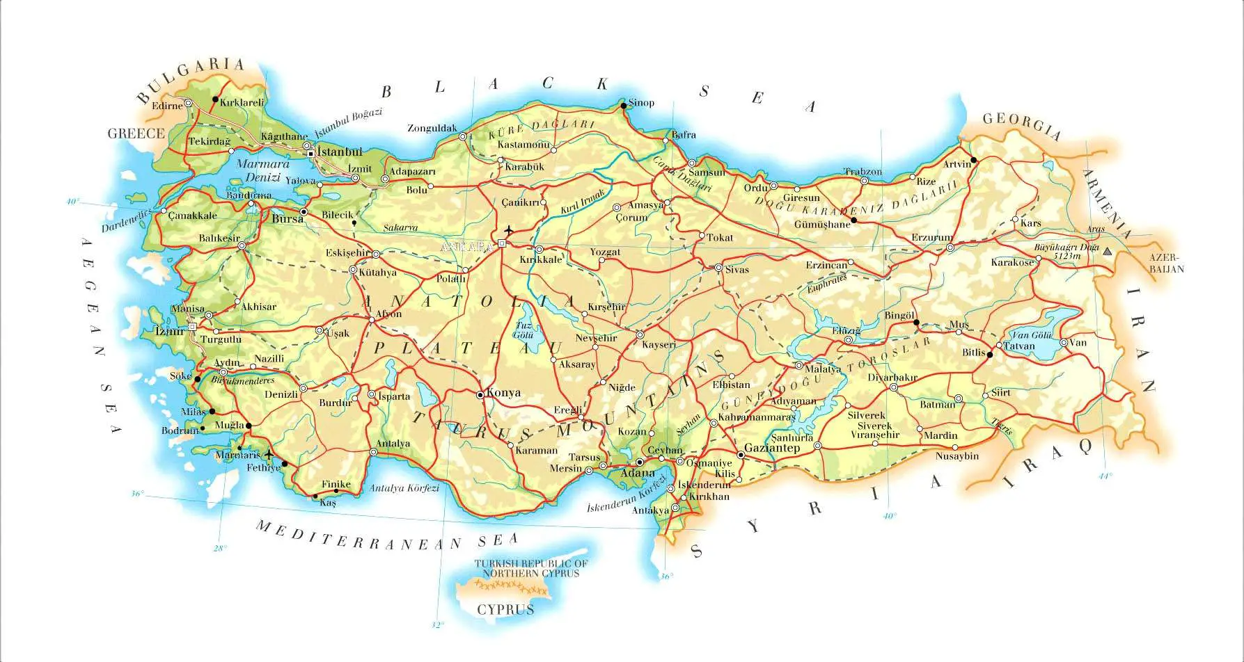Map Turkey • Mapsof.net