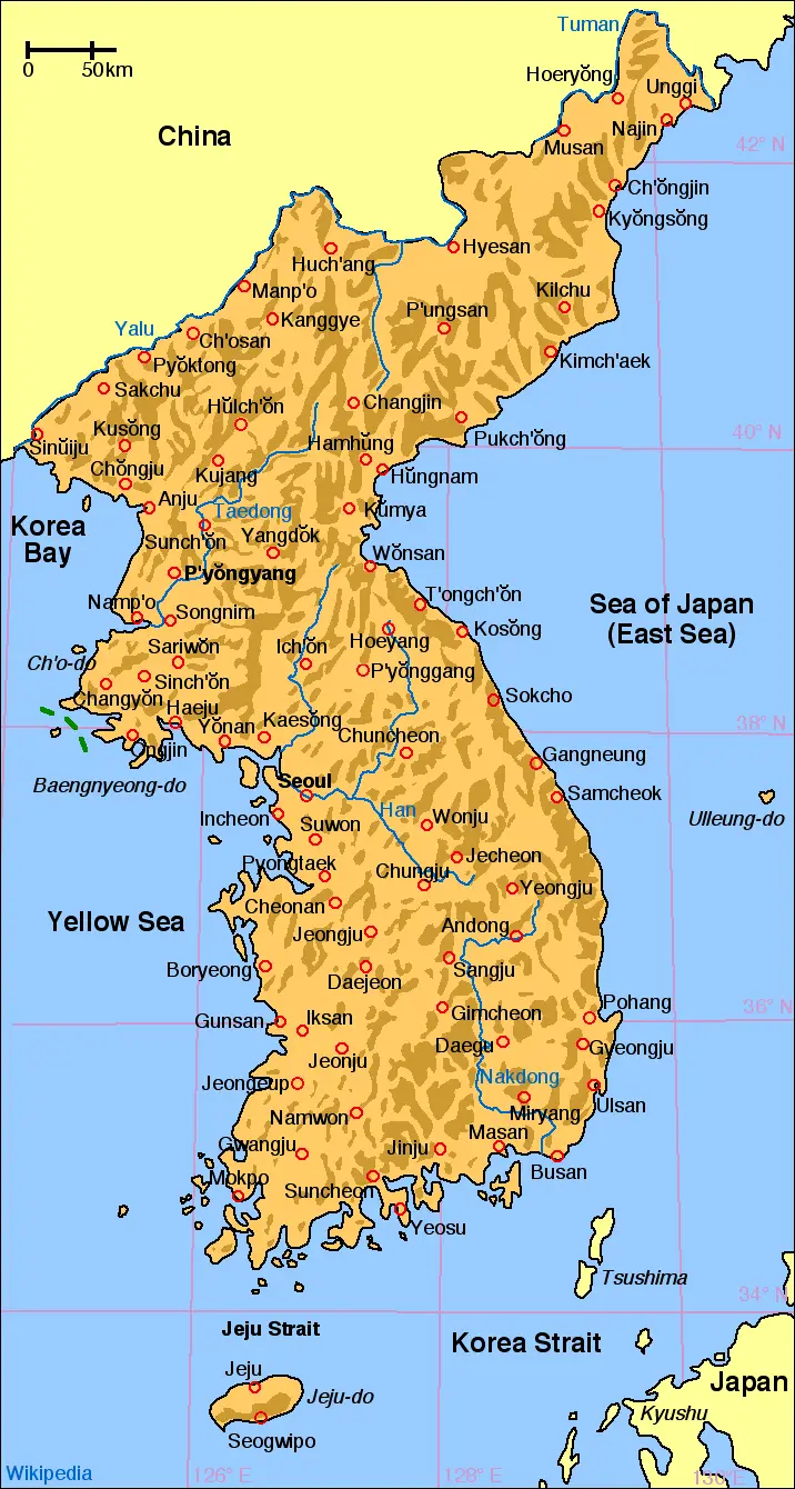 Map of Korea - MapSof.net