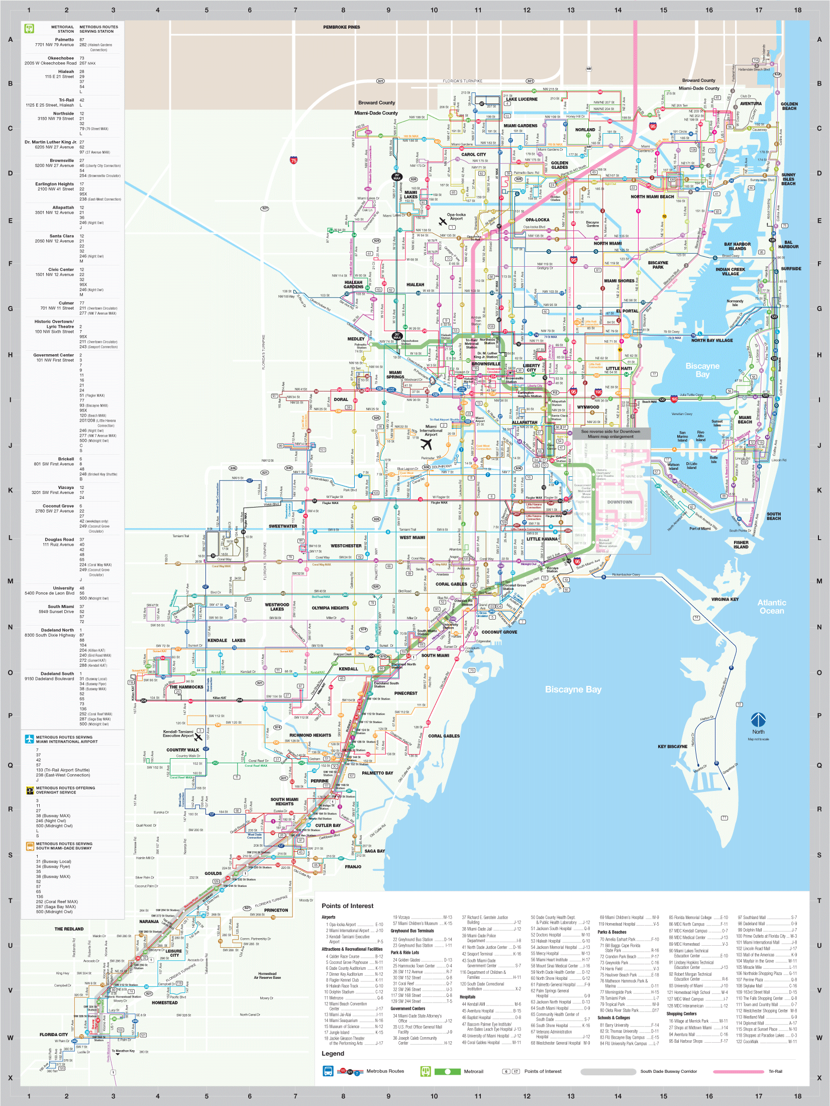 Miami Beach Bus Map Miami Transport Map (Include Metrobus) - Mapsof.net