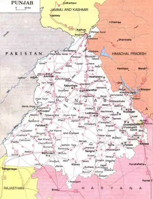 Punjab Political Map - MapSof.net