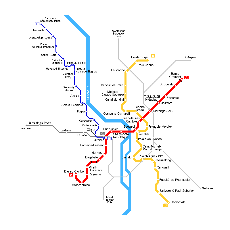 Toulouse Metro Map • Mapsof.net