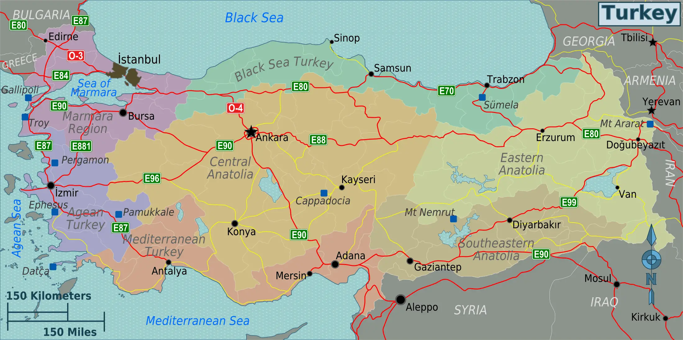 Turkey Regions Map • Mapsof.net