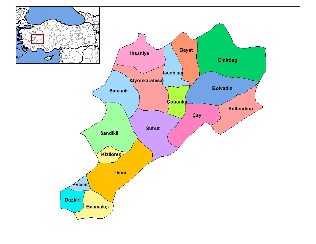 Afyonkarahisar Districts - MapSof.net