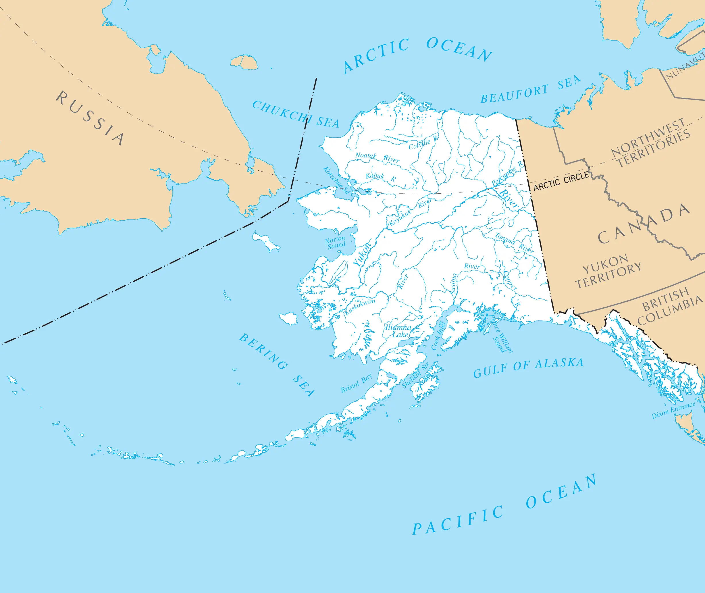 Залив Аляска на карте мира