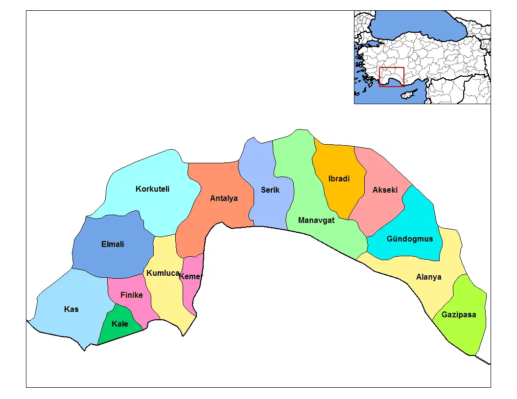 Antalya Districts • Mapsof.net