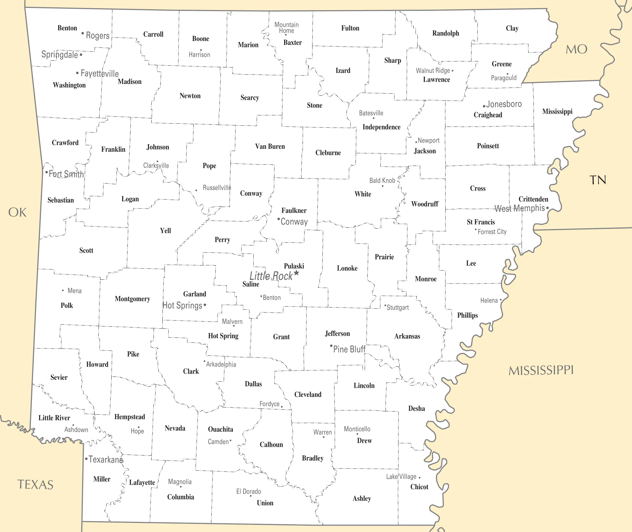 Large Detailed Map Of Arkansas With Cities And Towns - vrogue.co