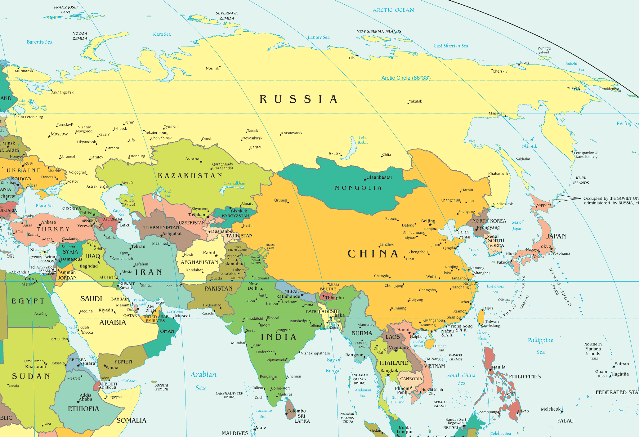 Map Of Asia Printable - Printable World Holiday