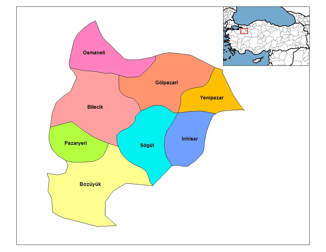 Bilecik Districts • Mapsof.net