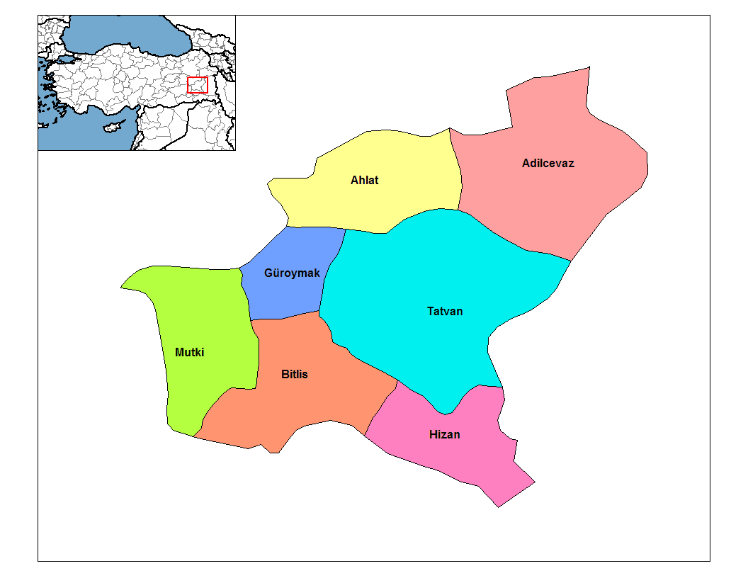 Bitlis Districts • Mapsof.net