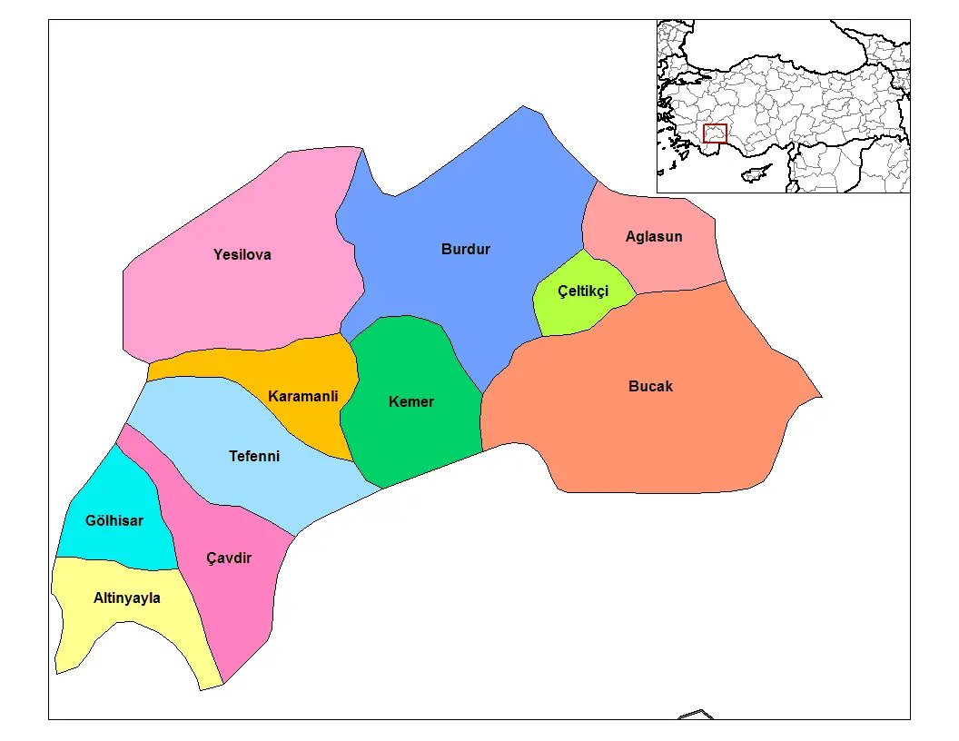 Burdur Districts • Mapsof.net