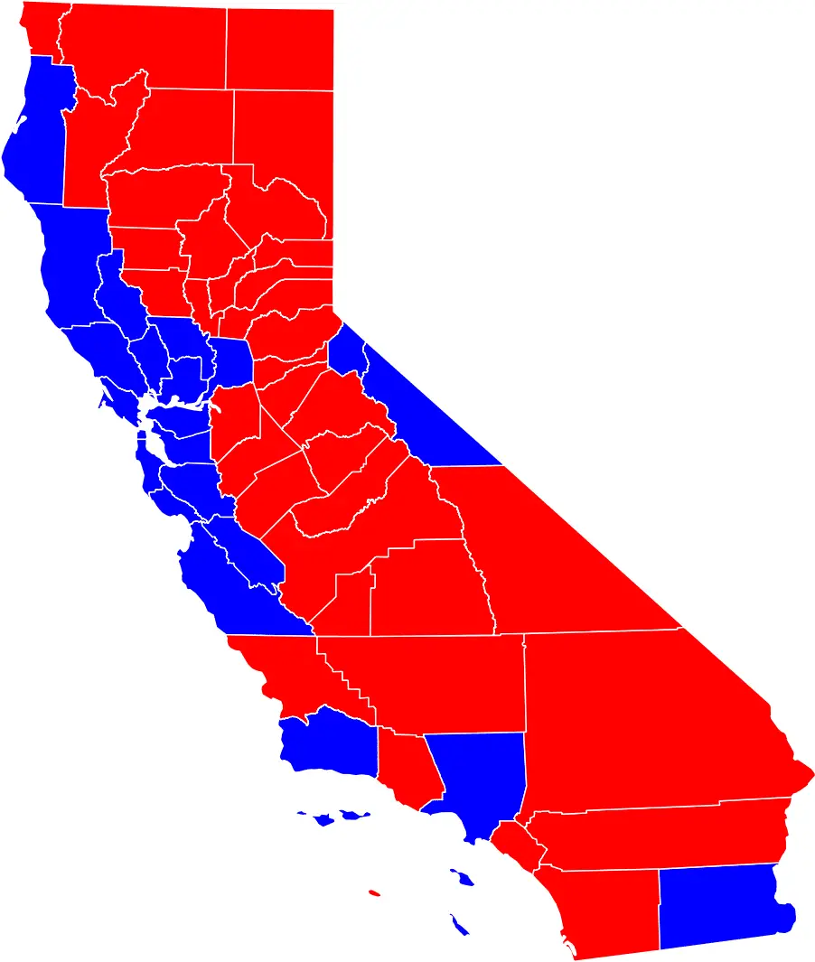 California Political Map Red Blue Map