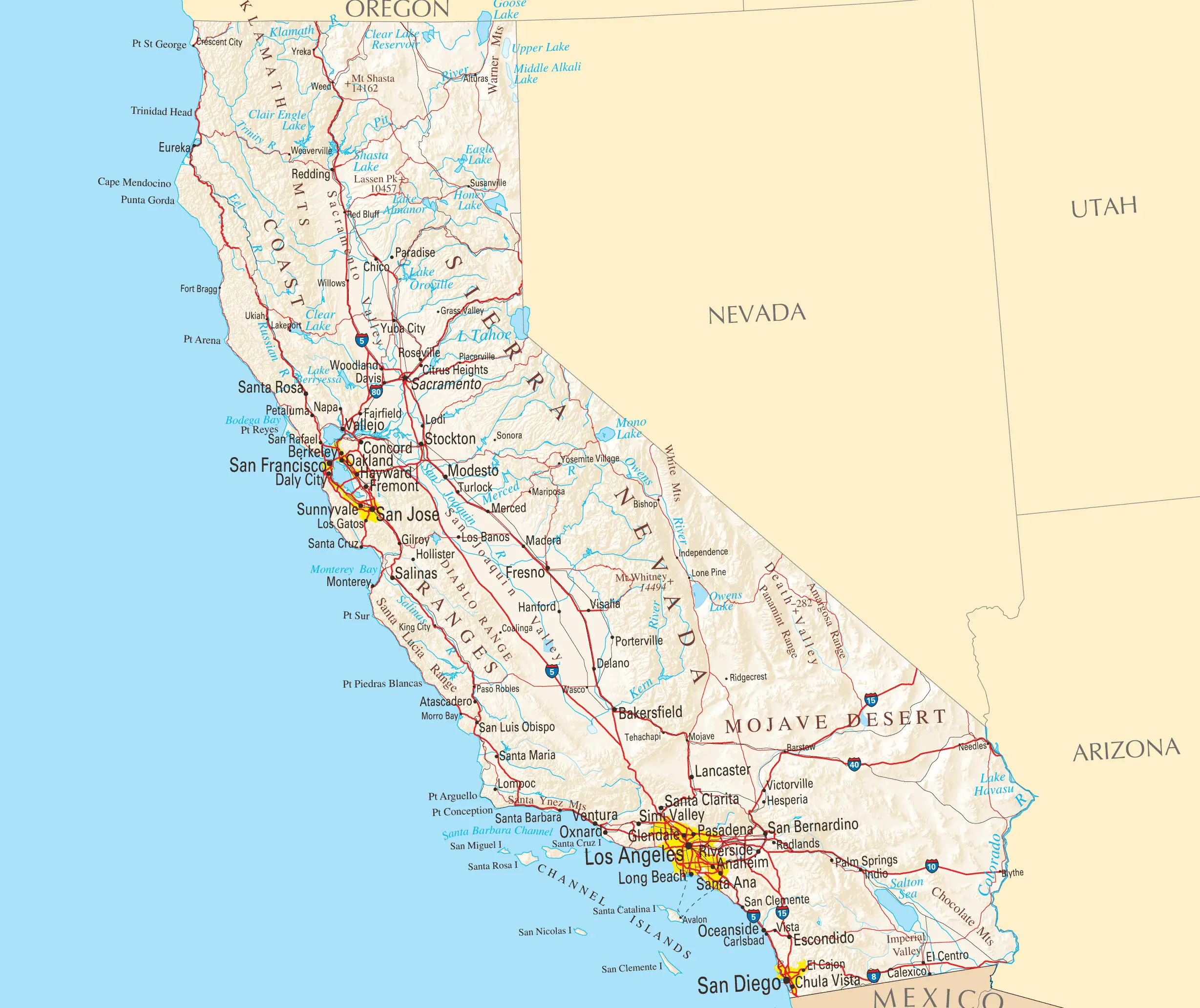 California Reference Map • Mapsof.net