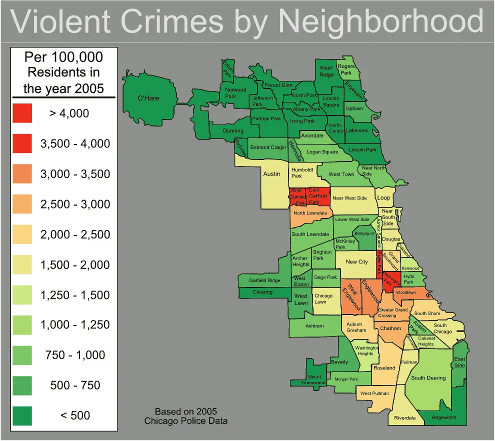 Chicago Violent Crime Map Mapsof Net