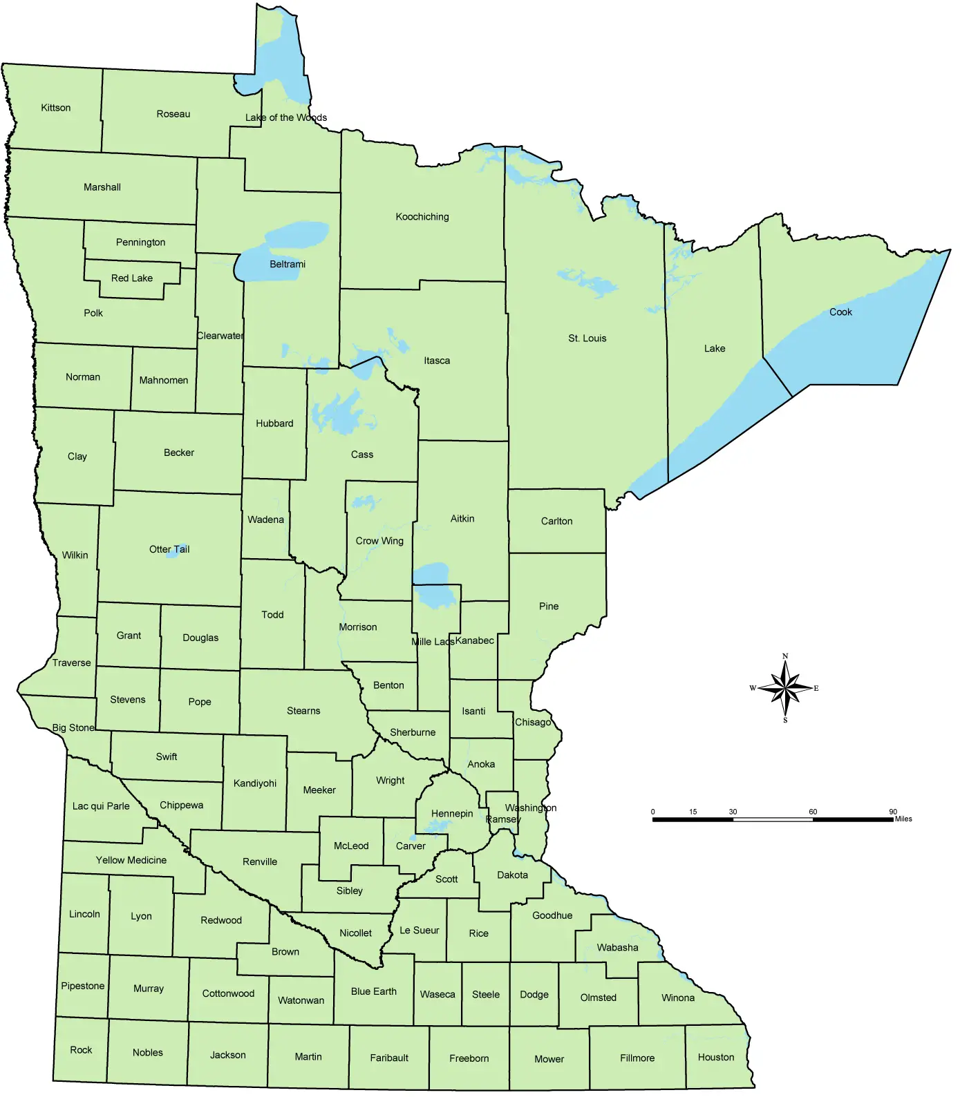 Map Of Minnesota Counties Printable