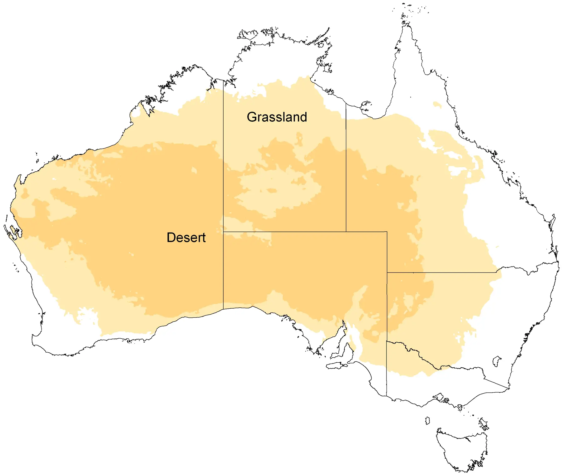 mount plus Skøn Desert And Grassland Map of Australia - MapSof.net