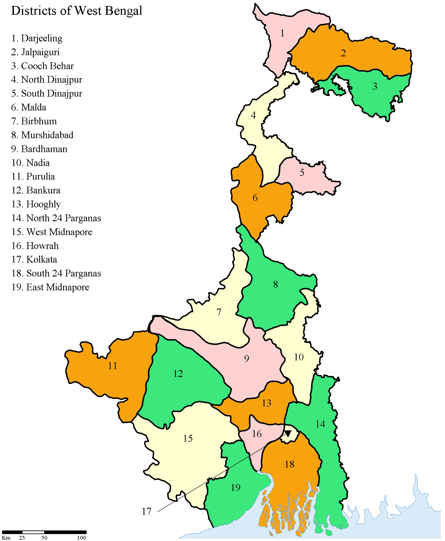 Political Map Of West Bengal District Wise Districts Map Of West Bengal - Mapsof.net