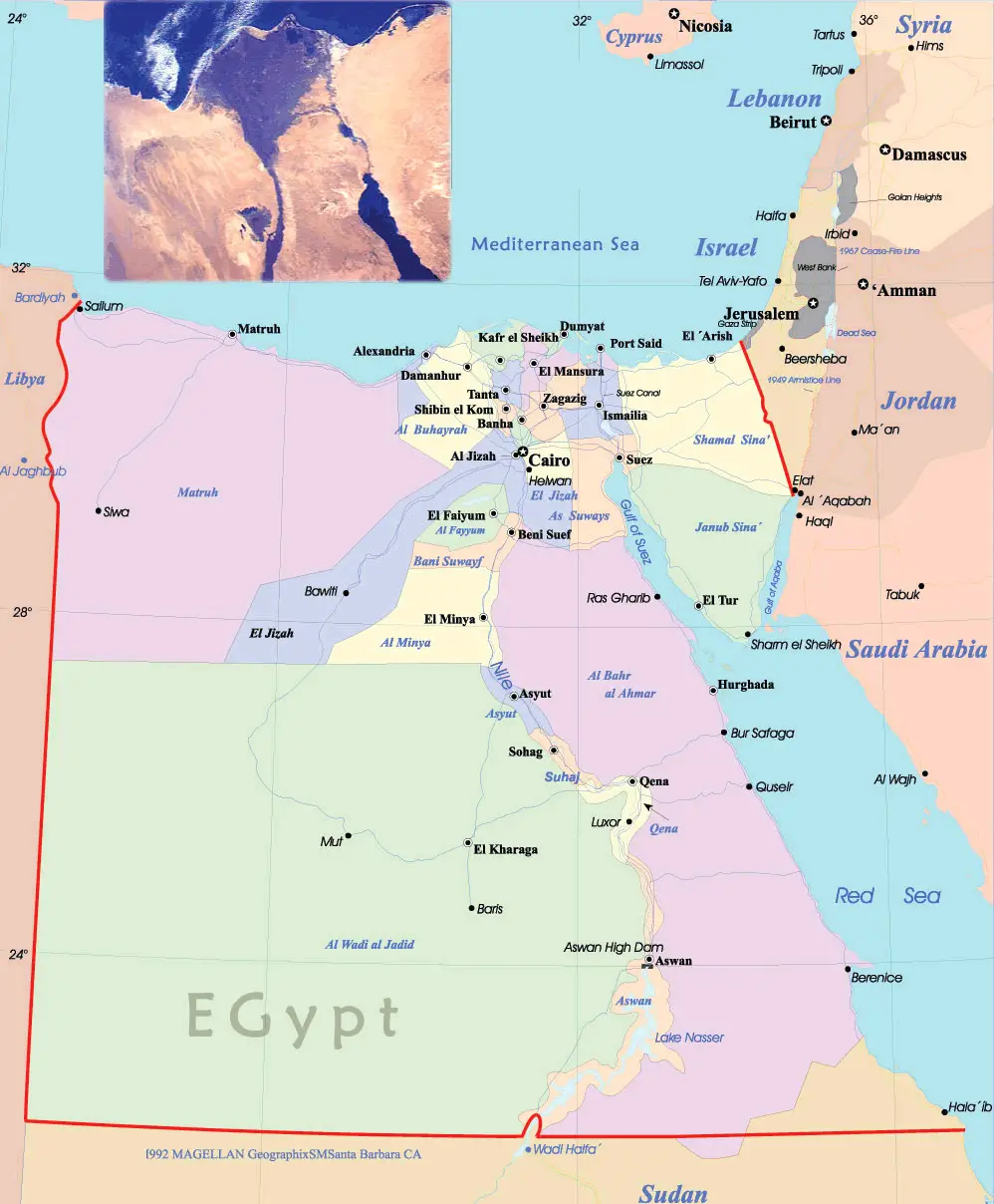 Egypt Political Map • Mapsof.net