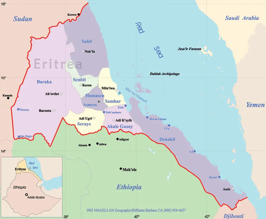 Eritrea Political Map • Mapsof.net