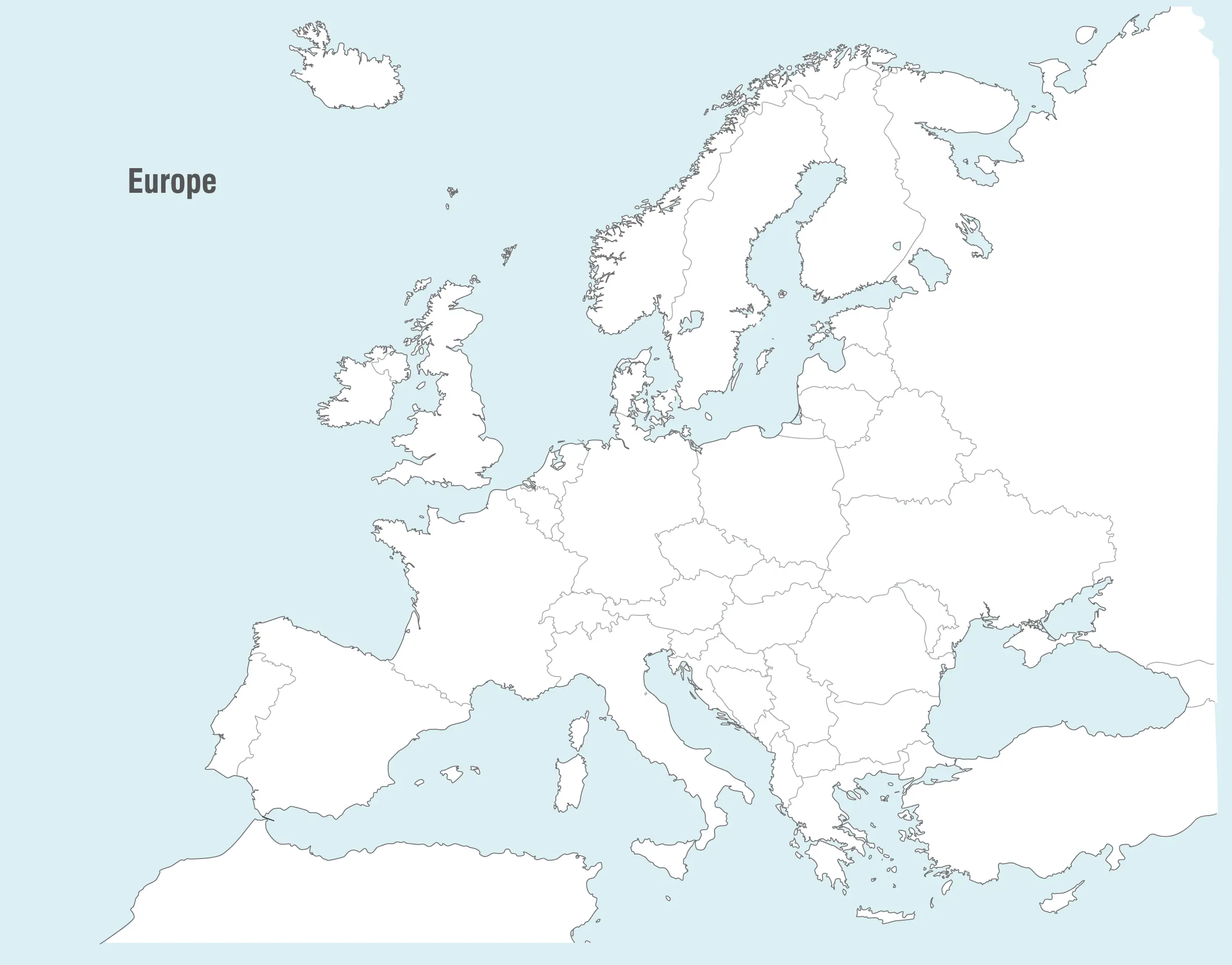 Blank Printable Map Of Europe