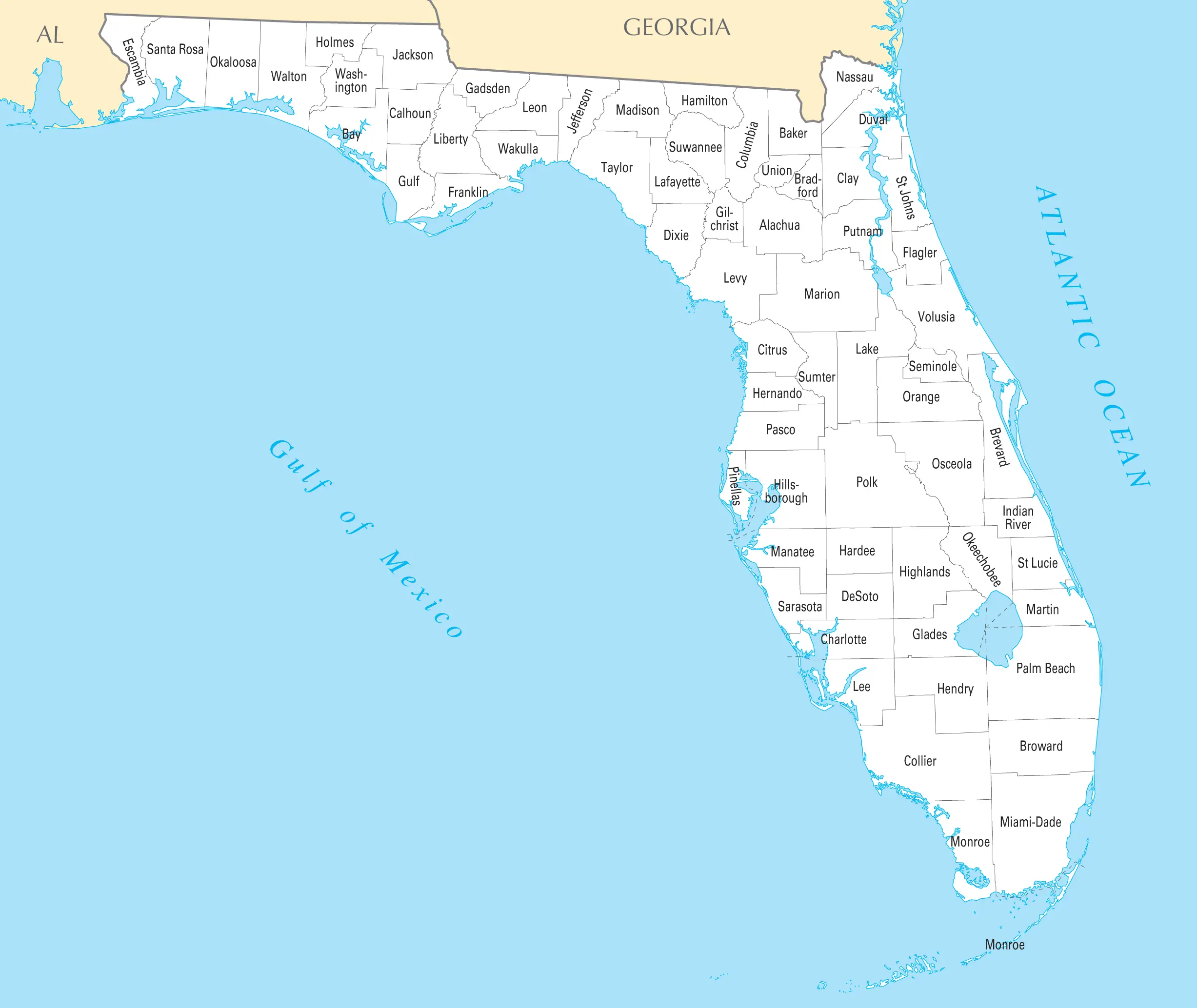 Florida County Map • Mapsof.net