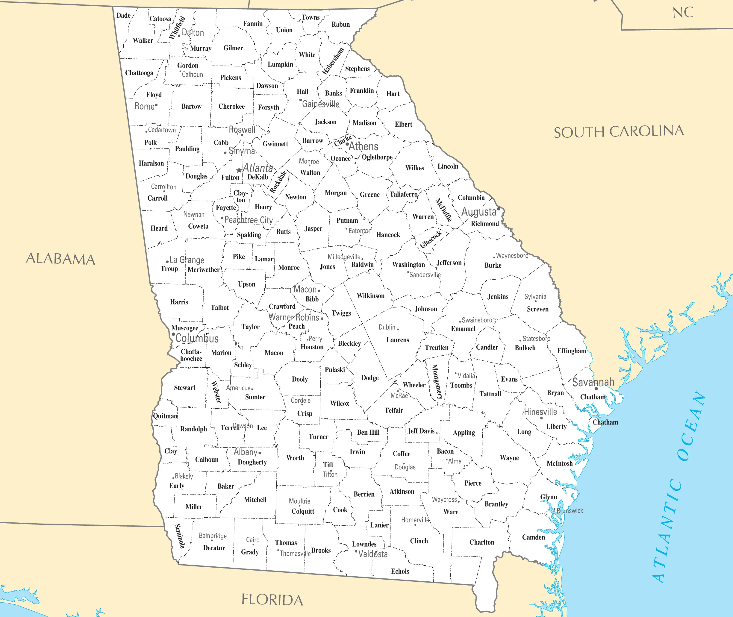 Georgia Cities And Towns - Mapsof.Net