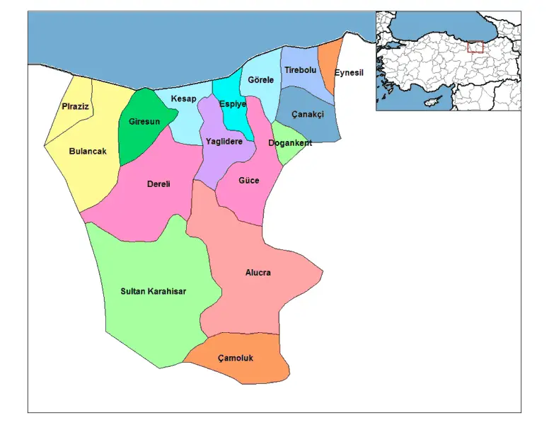 Giresun Districts • Mapsof.net