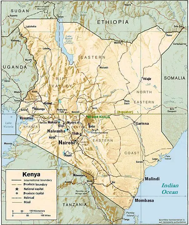 Kenya Relief Map Towns • Mapsof.net