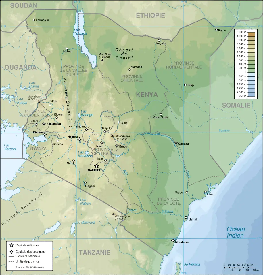 Kenya Topographic Map Fr • Mapsof.net