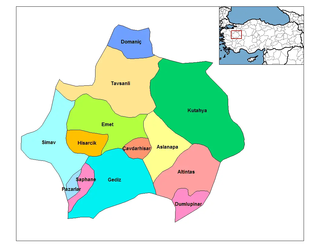 Kutahya Districts - MapSof.net