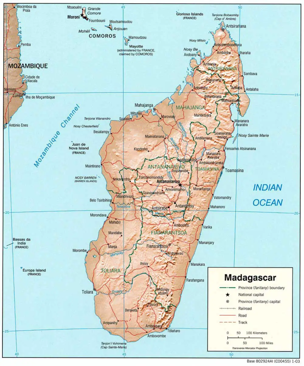Madagascar Physical Map • Mapsof.net