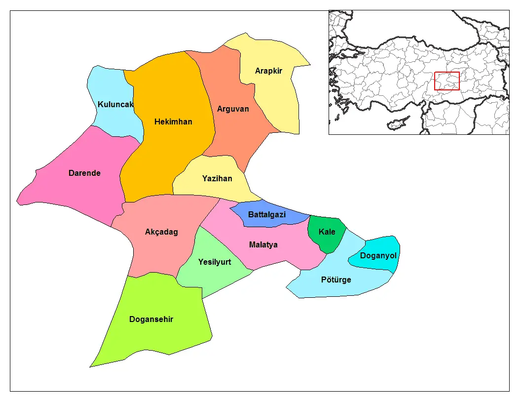 Malatya Districts • Mapsof.net