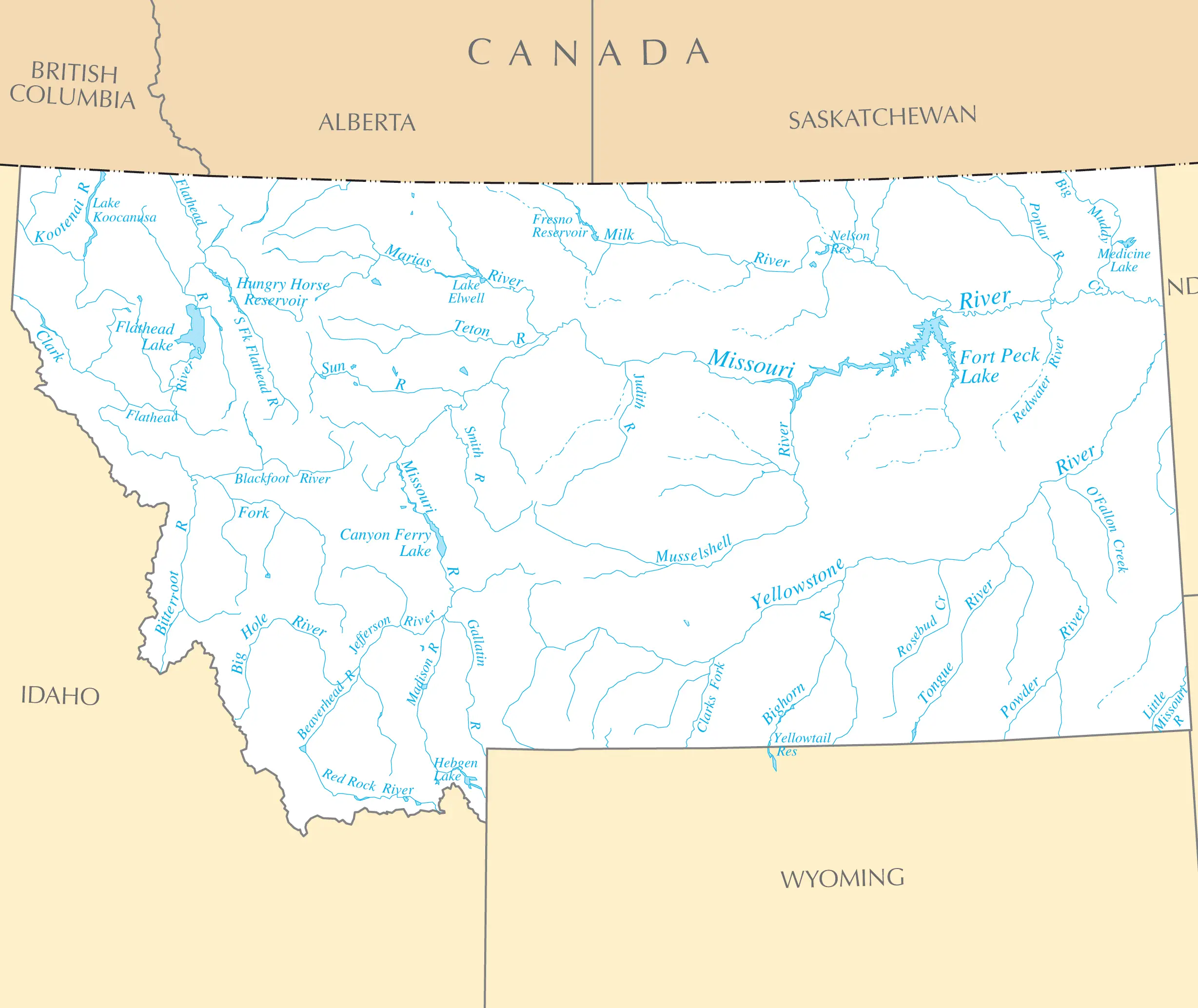 Map Of Montana Lakes, Streams And Rivers | chegos.pl