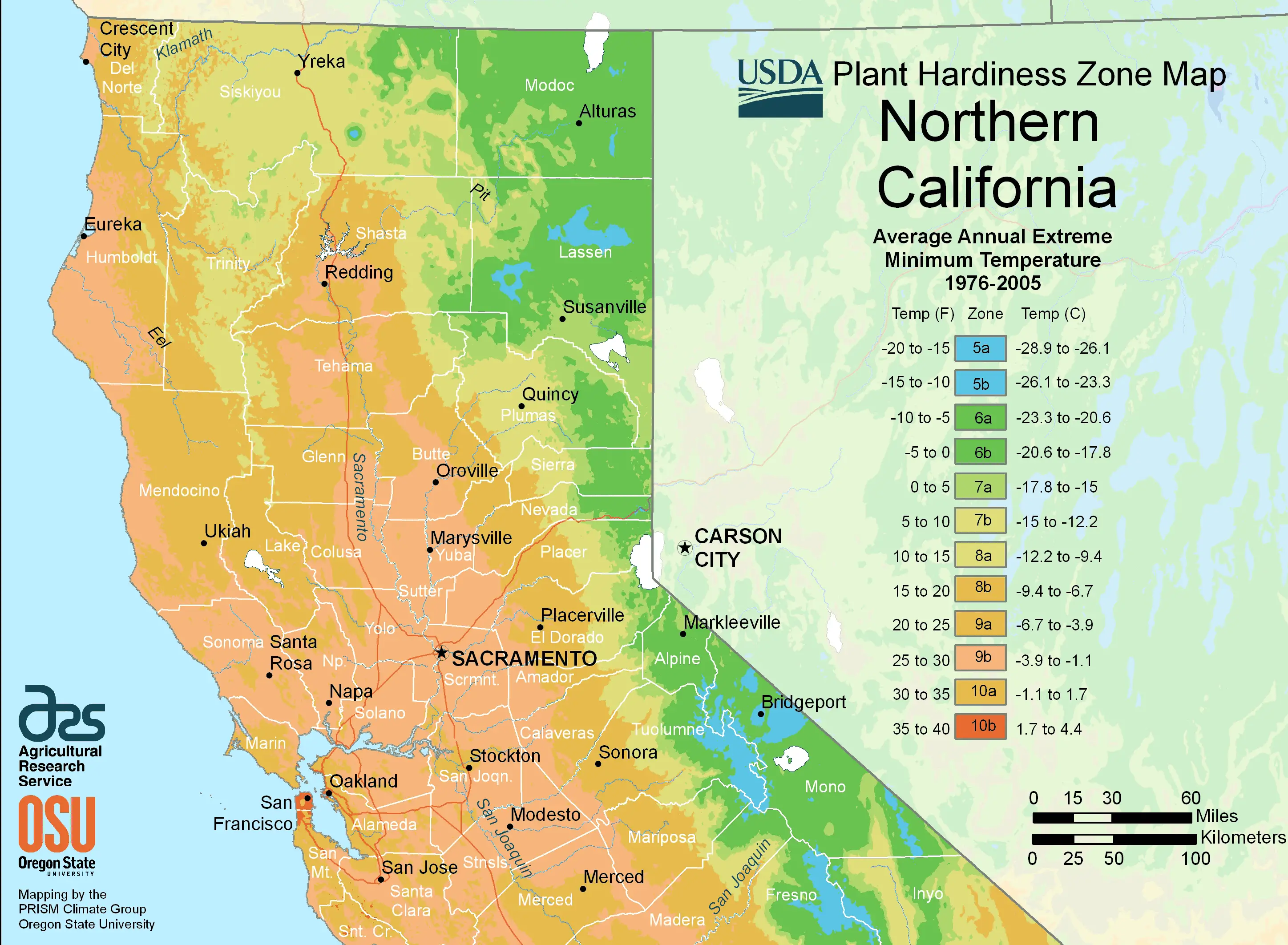 north california plant hardiness zone map • mapsof