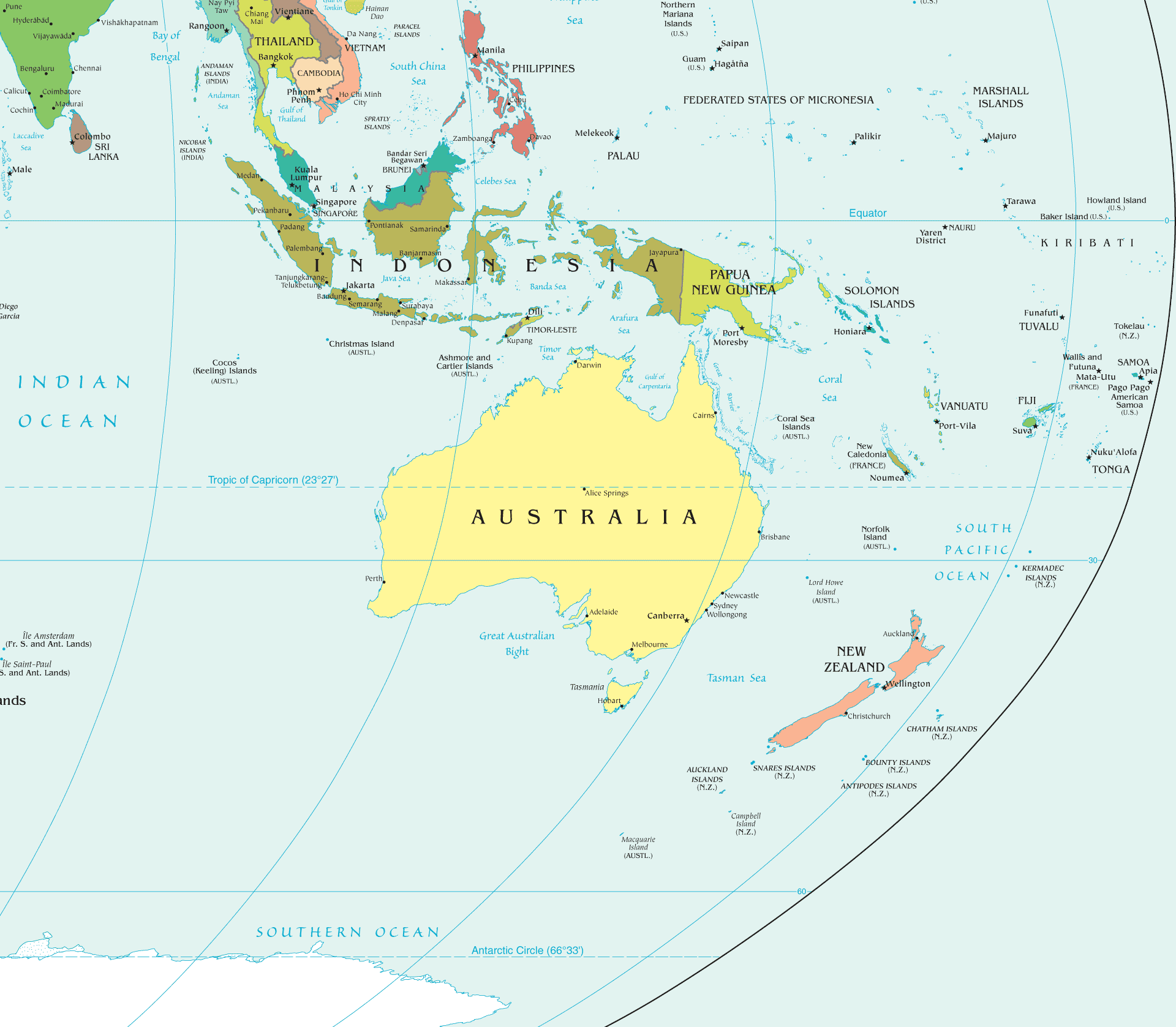 Oceania Political Map 