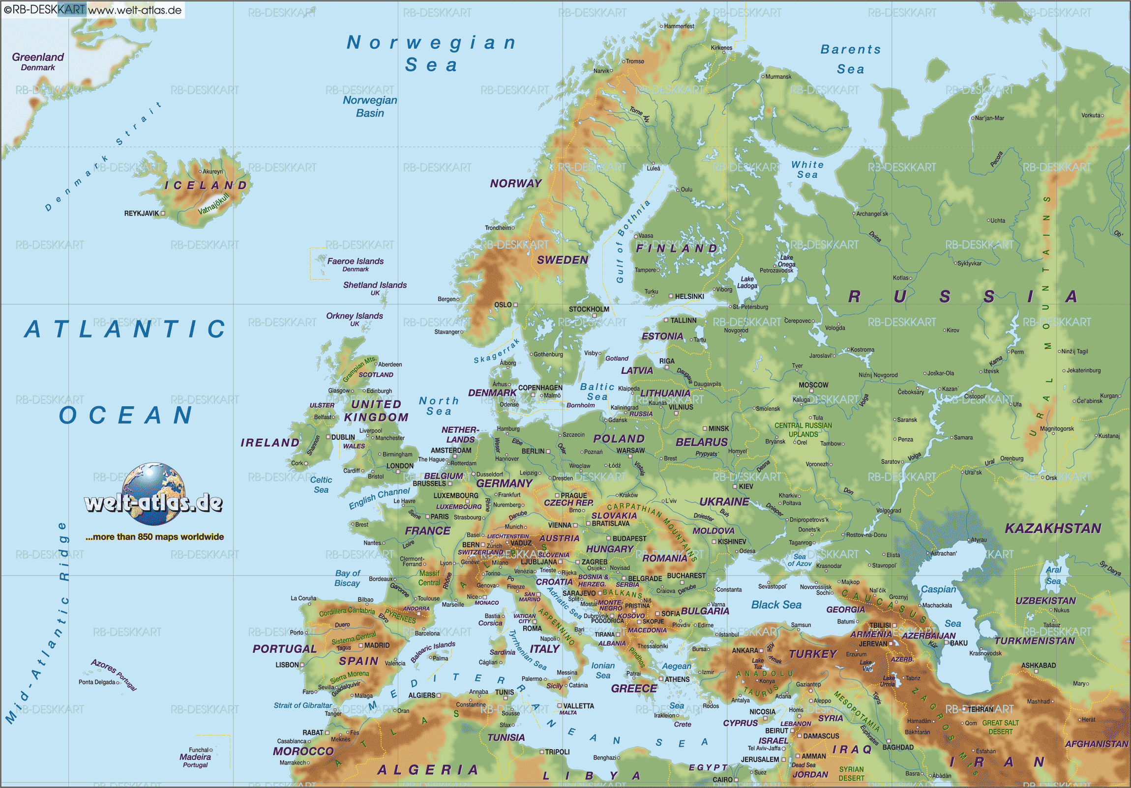 Physical Map Of Europe Black And White - United States Map