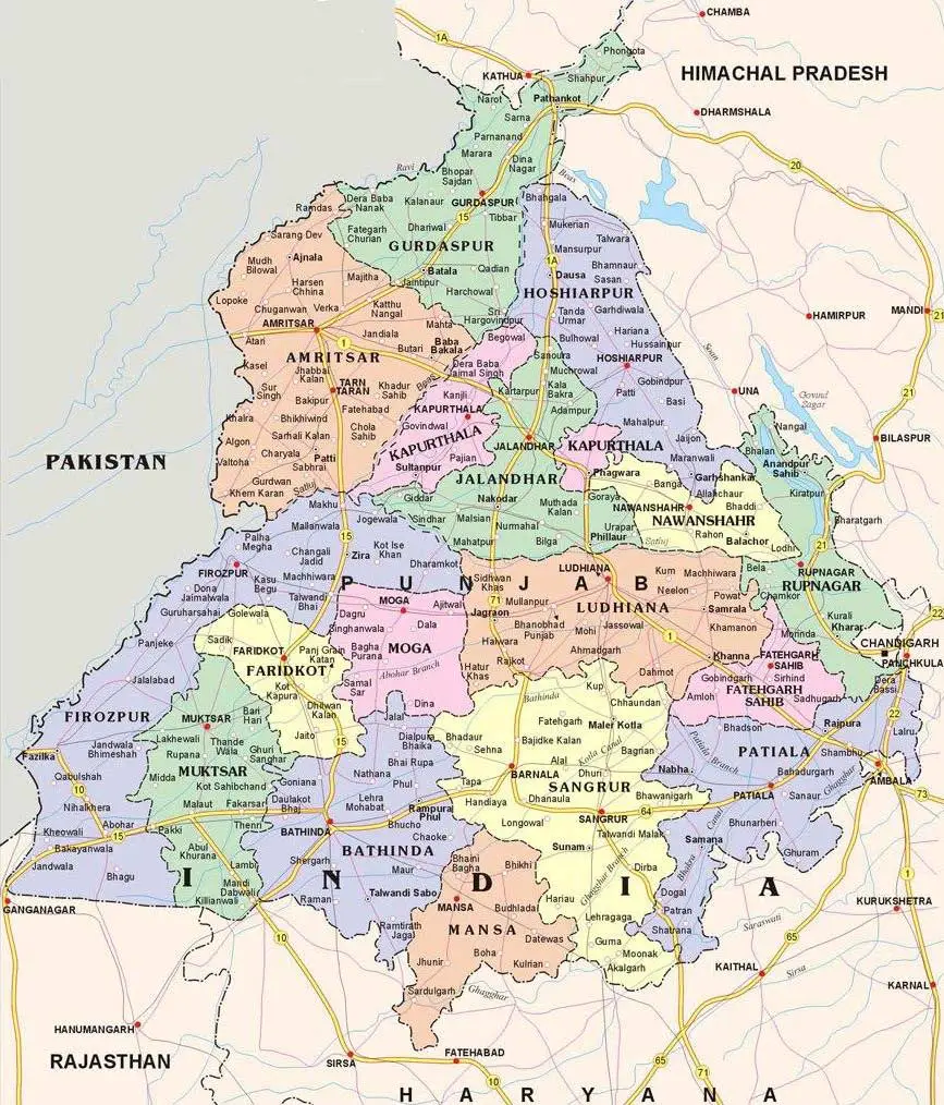 Political Map of Punjab - MapSof.net