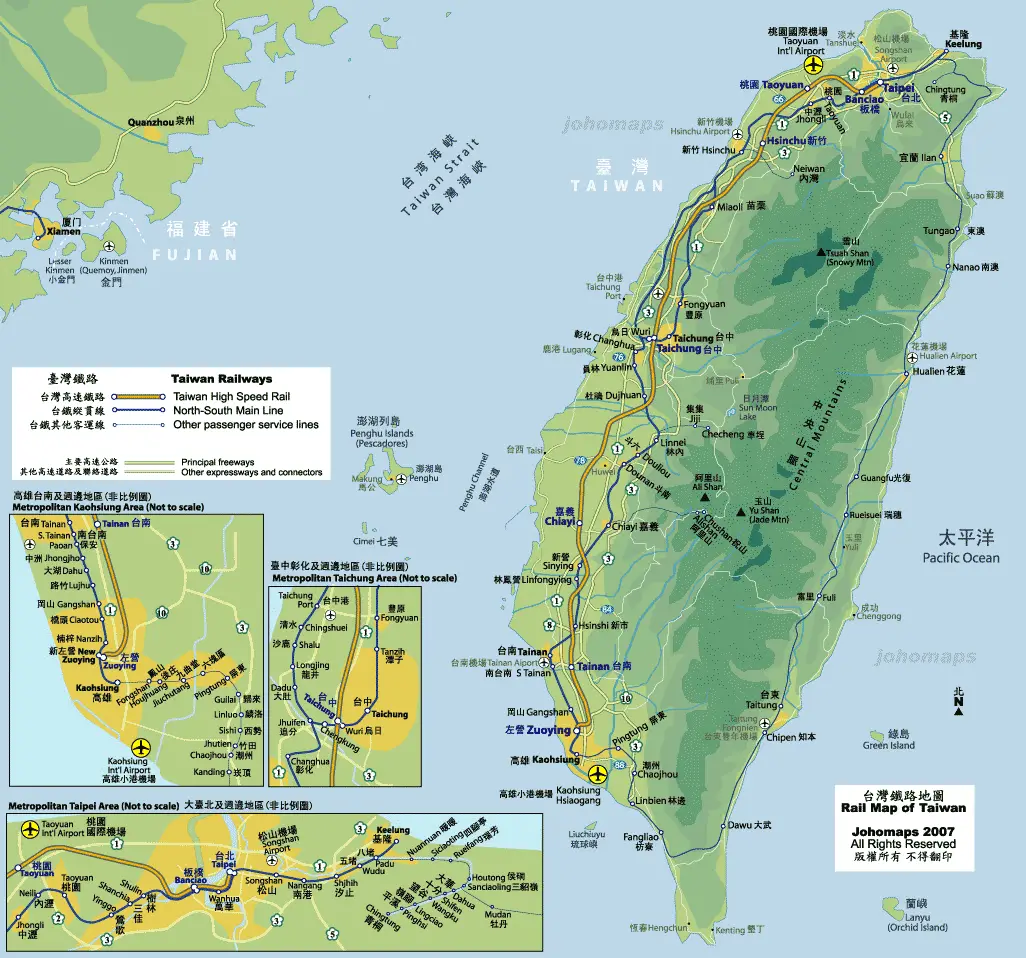 Rail Map of Taiwan - MapSof.net