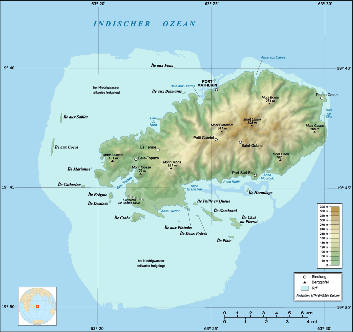 Rodrigues Island Topographic Map De Mapsof Net