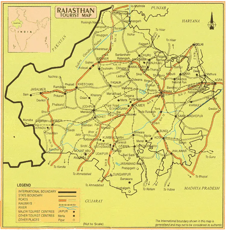 Tourist Map Of Rajasthan Mapsofnet