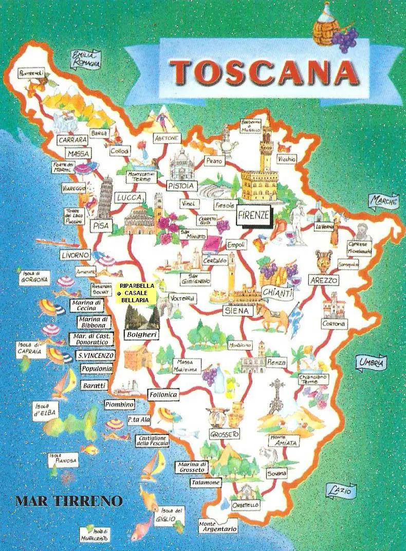 Tourist Map of Tuscany • Mapsof.net