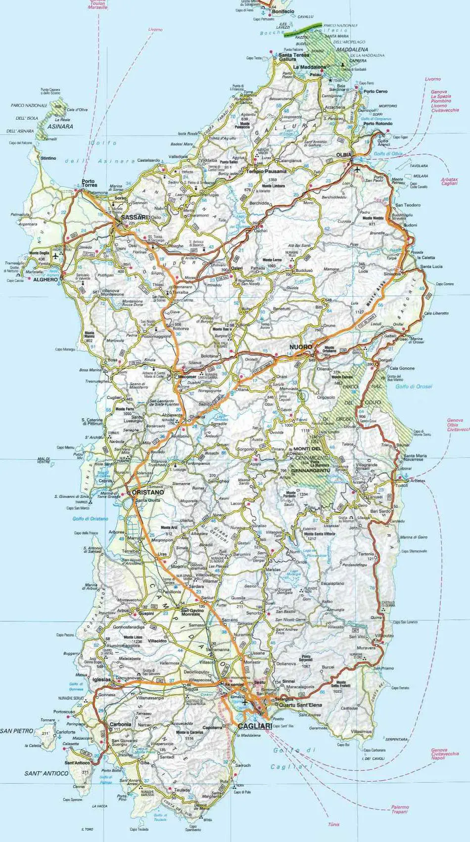Travel Map of Sardinia - MapSof.net
