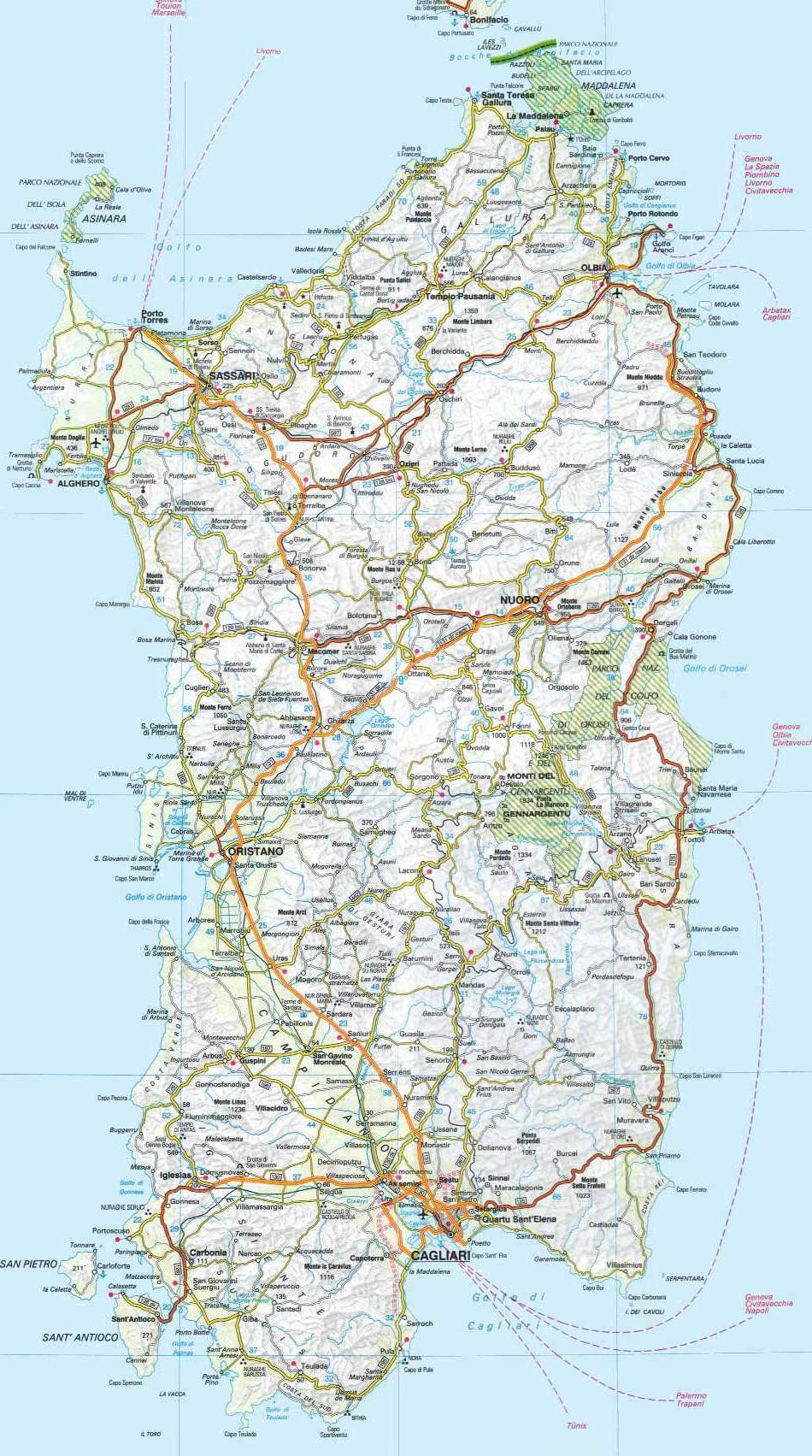 Travel Map Of Sardinia MapSof