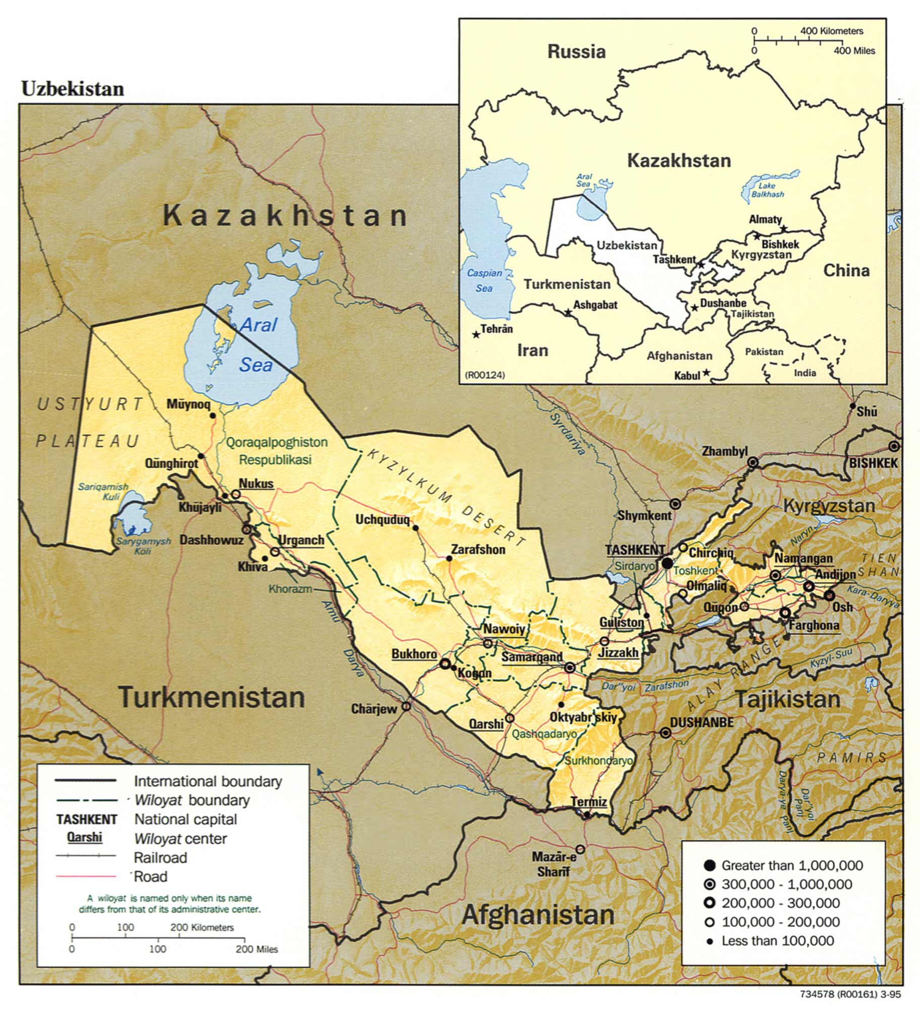 Uzbekistan 1995 Cia Map - Mapsof.Net