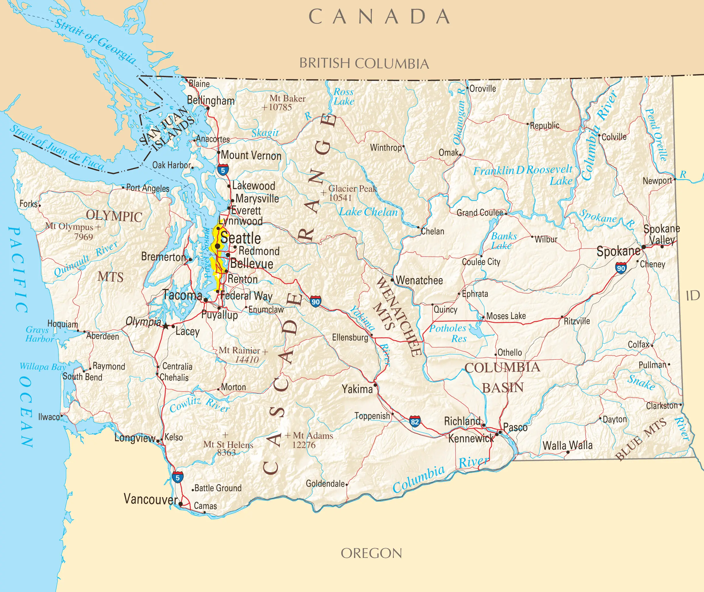 Washington Reference Map - MapSof.net